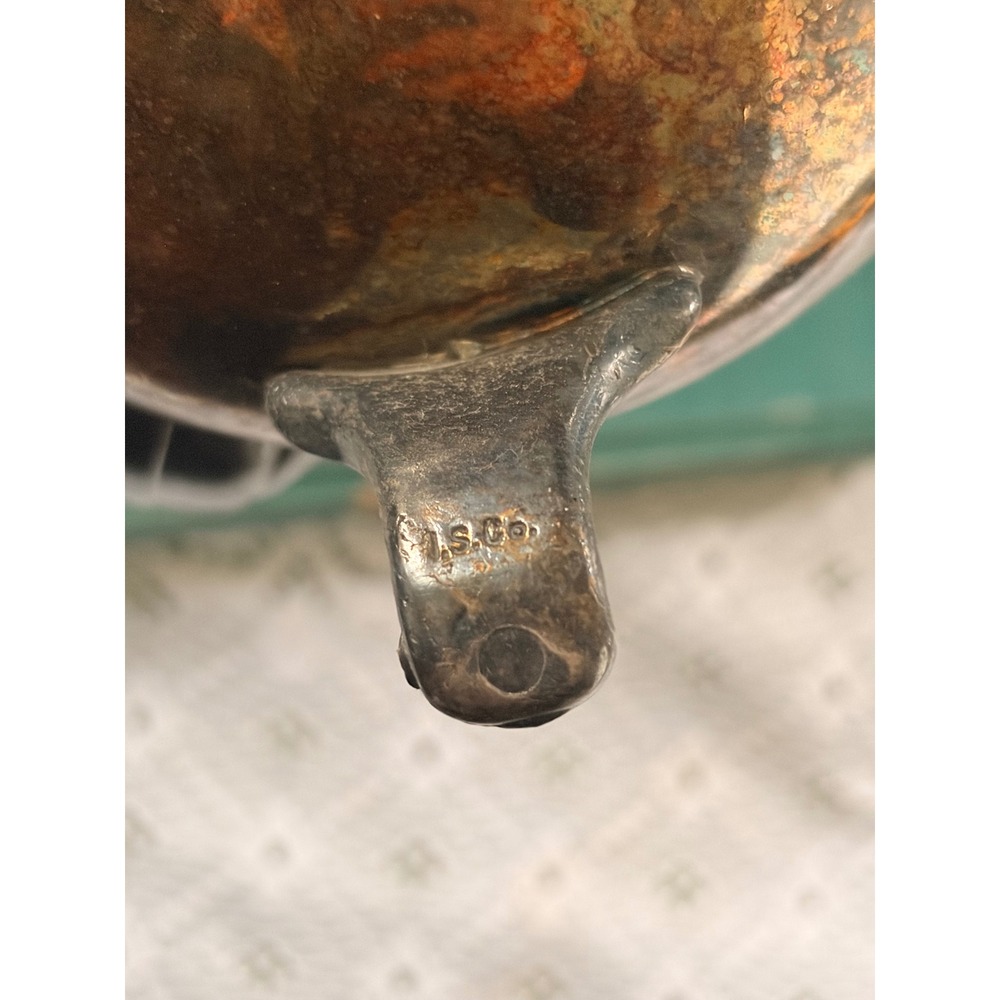 Vintage I.S. Co Silver Plated Footed Coffee Pot Pineapple Finial Patina - Picture 8 of 10